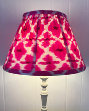 Load image into Gallery viewer, 46cm Pleated Pink Ikat Lampshade - Hot Pink &amp; White
