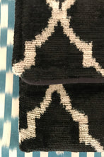 Load image into Gallery viewer, Black &amp; White Velvet Ikat Clutch Bag
