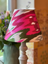 Load image into Gallery viewer, 20cm Pink &amp; Green Ikat Silk Lampshade

