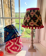 Load image into Gallery viewer, 25cm Gathered Lampshade - Ikat Hot Pink Silk
