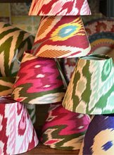 Load image into Gallery viewer, 20cm Pink &amp; Green Ikat Silk Lampshade
